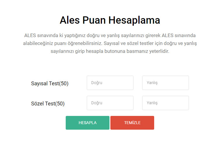 Ales puan hesaplama güncel